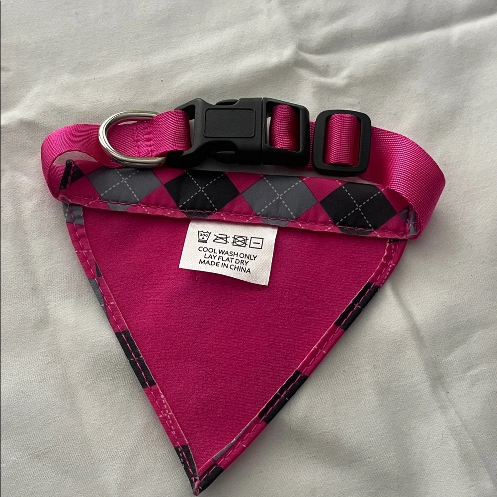 Pink and Black Checkered Doggie Bandana